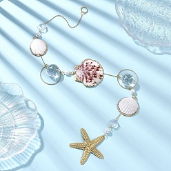 Золотой Подвески из гальванизированных ракушек и стекла, ловцы солнца, создатель радуги, для наружного украшения сада, форма раковины и морская звезда, золотые, 542 мм