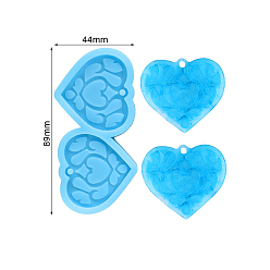 Cornflower Blue Heart DIY Pendant Silicone Molds, for Keychain Making, Resin Casting Molds, For UV Resin, Epoxy Resin Jewelry Making, Cornflower Blue, 89x44x6mm