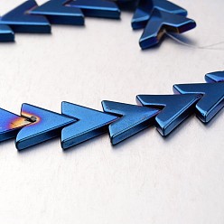 со Синим Покрытием Гальванизировать немагнитных синтетический гематит нитей бисера, Буква V, с покрытием синим, 16x17x3 мм, отверстие : 1 мм, около 35 шт / нитка, 15.7 дюйм