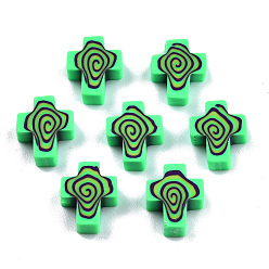 Лайм Бусины из полимерной глины , крестик, желто-зеленые, 12x10x4.5 мм, отверстие : 1.6 мм