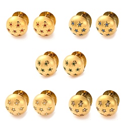 (52) Непрозрачная лаванда Вакуумное покрытие pvd 304 серьги-кольца из нержавеющей стали с прозрачным кубическим цирконием для женщин, круглая со звездой, золотые, разноцветные, 15x15x16.5 мм