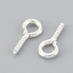 Silver Iron Screw Eye Pin Peg Bails, For Half Drilled Beads, Nickel Free, Silver Color Plated, 10x4x1mm, Hole: 2mm