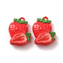 Red Baking Paint Zinc Alloy Pendants, Strawberry Charms, Red, 16x13x5.5mm, Hole: 1.2mm