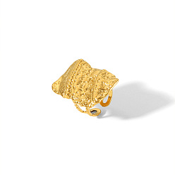 Настоящее золото 18K 1 Поликарбонат, французский винтажный текстурированный прямоугольник 304 Серьги-манжеты из нержавеющей стали, реальный 18 k позолоченный, 29.6x21.3 мм