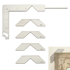 Stainless Steel Color Bookbinding Supplies Sets, including 201 Stainless Steel Book Binding Corner Cutting Tool, Stainless Steel Bookbinding Ruler, Stainless Steel Color, 23~317x88.5~197x2~104mm