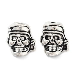 Античное Серебро Сплавочные овальные бусины тибетского стиля , без кадмия и без свинца, череп шлем бусы, античное серебро, 17x15x10 мм, отверстие : 5 мм, Около 227 шт / 1000 г