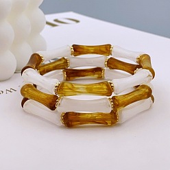 Темно-Золотистый Браслеты из акрила и бамбука для женщин, темные золотарник, внутренний диаметр: 2-1/4 дюйм (5.8 см)