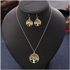 Золотой Комплекты из висячих серег и ожерелий из сплава, древо жизни, золотые, 450 мм
