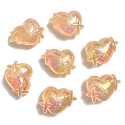 Сэнди Коричневый 10 шт. светящиеся акриловые бусины с УФ-покрытием, светится в темноте, сердце, песчаный коричневый, 14x20 мм