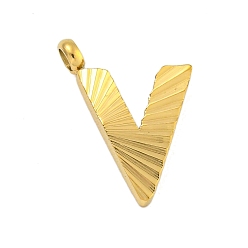Letter V Ионное покрытие (ip) 304 брелоки из нержавеющей стали, гравированная фигурка ручной работы, полностью отполированный, золотые, Буква V, 14.5x10.5x2 мм, отверстие : 1.8 мм