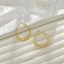 Настоящее золото 22K Латунь обруч серьги для женщин, реальный 22 k позолоченный, 36x4.5 мм
