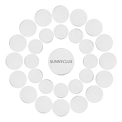 Stainless Steel Color 200Pcs 2 Style 316 Surgical Stainless Steel Cabochons, Flat Round, Stainless Steel Color, 100pcs/style
