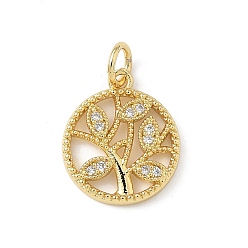 Настоящее золото 16K Латунные микро проложить кубического циркония подвески, без кадмия и без свинца, древо жизни, с целью перехода в кольце, реальный 16 k позолоченный, 15x13x2 мм, отверстие : 3 мм