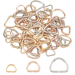 Mixed Color 90Pcs 9 Style 304 Stainless Steel D Rings, Buckle Clasps, For Webbing, Strapping Bags, Garment Accessories, Mixed Color, 7.5~12x9.5~15x1~1.5mm, 10pcs/style