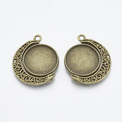 Античная Бронза Сеттинги для кулона(кабошонов), сплав, без кадмия и без свинца, вращающийся лоток, плоско-круглые, античная бронза, лоток : 25 мм, 39x33.5x3.5 мм, отверстие : 2 мм