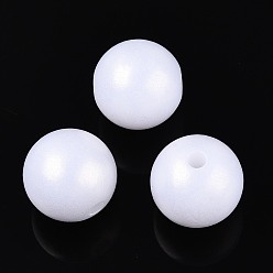 Белый Дым Прорезиненные радужные непрозрачные акриловые бусины, радужный, круглые, серый, 14 мм, отверстие : 2.5 мм, Около 367 шт / 500 г