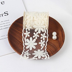 Цветок Кружевная отделка с вышивкой из полиэстера, аксессуары для одежды, белье, цветок, 2-3/4 дюйм (70 мм), 30 ярдов