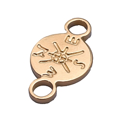Золотой 304 подвески-компасы из нержавеющей стали, плоские круглые ссылки, золотые, 19x10 мм