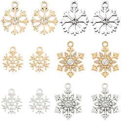 (52) Непрозрачная лаванда 36шт 3 стили подвески со стразами из сплава, прелести снежинки, разноцветные, 16~22.5x13~17x3~3.5 мм, отверстие : 1.8~2 мм