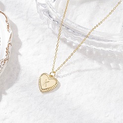 Letter K Сердце с буквой латунный кулон кабель цепь ожерелья, золотые, Письмо K, 15.94 дюйм (40.5 см)