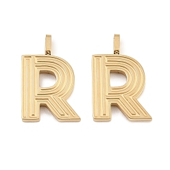 Letter R 304 подвески из нержавеющей стали, письмо амулеты, золотые, Буква R, 15.5x10.2x2 мм, отверстие : 2.5x1 мм