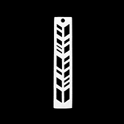 Нержавеющая Сталь Цвет Не тускнеющие 201 подвески из нержавеющей стали, лазерная резка, прямоугольник со стрелкой, цвет нержавеющей стали, 35x6x1 мм, отверстие : 1.5 мм