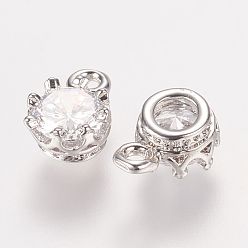 Платина Прелести латунные горный хрусталь, плоско-круглые, платина, 8.5x5.5x4 мм, отверстие : 0.5 мм