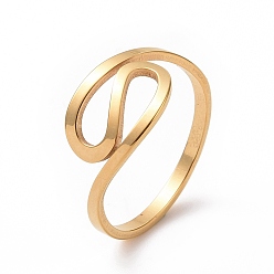 Золотой Ионное покрытие (ip) 201 волнистое кольцо из нержавеющей стали, полое широкое кольцо для женщин, золотые, размер США 6 1/2 (16.9 мм)