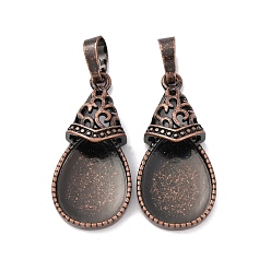 Красная Медь Сеттинги для кулона (кабошонов), латунь , слезинки, без кадмия и без свинца, Красная медь, лоток : 18x13 мм, 31.5x15x8 мм, отверстие : 8x5 мм