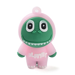 Pink Пластиковые большие подвески из пвх, динозавр, розовые, 50x31x24 мм, отверстие : 3 мм