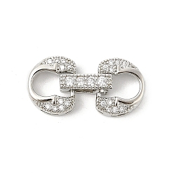 Платина Латунное микропейв, прозрачный кубический цирконий, складные застежки, без кадмия, без никеля и без свинца, овальные, платина, 21 мм