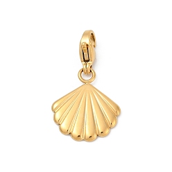 Настоящее золото 14K 304 подвесные украшения из нержавеющей стали, с застежкой омар коготь, ионное покрытие (ip), формы раковины, реальный 14 k позолоченный, 25.5 мм