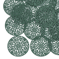 Зеленый 430 соединительные звенья нержавеющие, окрашеные, гравированные металлические украшения, плоско-круглые, зелёные, 30x0.3 мм, отверстие : 1.6 мм