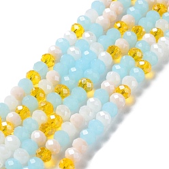 Aqua Chapelets de perles en verre, facette, rondelle, Aqua, 8x6mm, Trou: 1mm, Environ 65~68 pcs/chapelet, 15.7~16.1 pouce (40~41 cm)