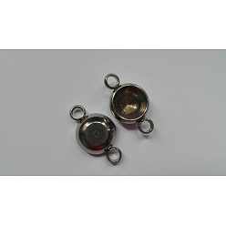 Stainless Steel Color Tarnish Resistant 304 Stainless Steel Connector Rhinestone Settings, Flat Round, Stainless Steel Color, Fit For 8mm Rhinestone, 17x10mm, Hole: 2mm