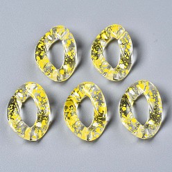 Желтый Прозрачные акриловые соединительные кольца с аэрозольной краской, разъемы для быстрой связи, для изготовления бордюрных цепей, твист, желтые, 29.5x20x6 мм, внутренний диаметр: 8x16 мм