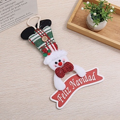 Снеговик Рождественский бархат с подвесками-колокольчиками, для подвесного украшения елки, снеговик, 240x150 мм