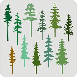 Tree Large Plastic Reusable Drawing Painting Stencils Templates, for Painting on Scrapbook Fabric Tiles Floor Furniture Wood, Square, Tree Pattern, 300x300mm