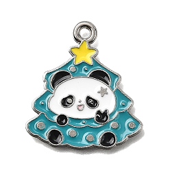 Рождественская елка Подвески из эмали и сплава, платина, Рождественская серия, панда, рождественская елка, 23.5x21x1 мм, отверстие : 1.6 мм