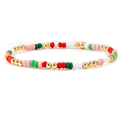 Разноцветный Богемные стеклянные бисерные браслеты на резинке для женщин, круглые, с латунным, красочный, 6.89 дюйм (17.5 см)