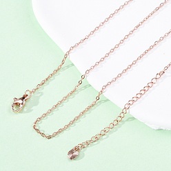 Розовое Золото Латунные кабельные цепи ожерелья, с 304 из нержавеющей стали омара застежками, без свинца и без кадмия, долговечный, стойки покрытие, розовое золото , 17.60 дюйм (44.7 см)