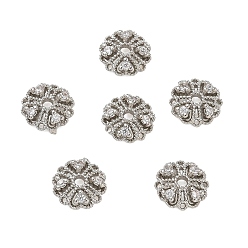 Platino Micro latón preparan tapas de cuentas de zirconia cúbica, flor, chapado en rack, larga duración plateado, sin plomo y cadmio, Platino, 8x8x2.5 mm, agujero: 1.4 mm