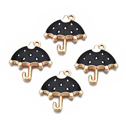 Черный Стойки обшивки сплава эмали подвески, без кадмия, без никеля и без свинца, зонтик, чёрные, 23.5x23x3.2 мм, отверстие : 1.6 мм