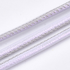 Лиловый ПУ кожаные шнуры, сирень, 3.5~4 мм, около 10.93 ярдов (10 м) / рулон