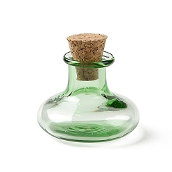 Зеленый лайм Миниатюрные стеклянные бутылки, с пробками, пустые бутылки желаний, для аксессуаров для кукольного домика, изготовление ювелирных изделий, зеленый лайм, 20.5x22 мм