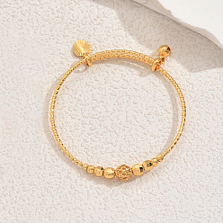 Золотой Регулируемая латунные браслеты шарма, браслеты из бисера для женщин, с железом, золотые, внутренний диаметр: 2-3/8 дюйм (6 см)