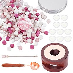 Mixed Color DIY Stamp Making Kits, Including Round Sealing Wax Stove, Plastic Empty Cosmetic Containers, Sealing Wax Particles, Brass Spoon, Iron Pigment Stirring Rod Spoon, Paraffin Candles, Mixed Color, Sealing Wax Particles: 300pcs