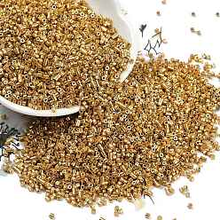 Перу Гальванизируйте стеклянных шариков семени, металлических цветов, цилиндр, Перу, 1.6x1.3 мм, отверстие : 0.8 мм, Около 60000 шт / фунт