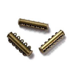 Antik Bronze 5-Stränge 10-Löcher Rohr Messing Magnet Gleitverschluß Spangen, Nickel frei, Antik Bronze, 30x10x7 mm, Bohrung: 2 mm