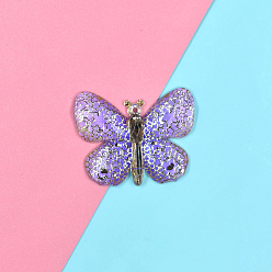 Medium Slate Blue Opaque Resin Pendant, Butterfly, Medium Slate Blue, 25x32mm